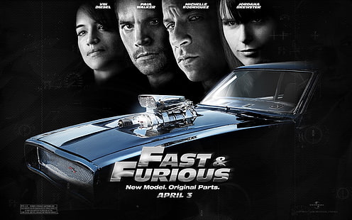 Plakat filmowy Fast and Furious, Fast & Furious, Brian O'Conner, Dominic Toretto, Jordana Brewster, Letty Ortiz, Mia Toretto, Michelle Rodriguez, Film, Paul Walker, Vin Diesel, Tapety HD HD wallpaper