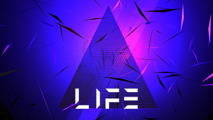 Неон, Треугольник, Жизнь, 5К, HD обои