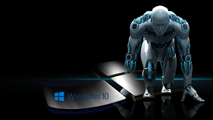Sfondo di Windows 10, Microsoft Windows, Windows 10, androidi, robot, Sfondo HD