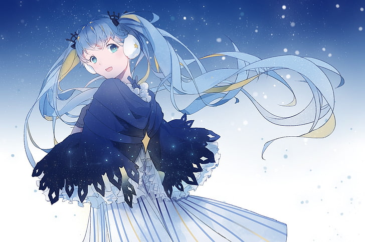 Vocaloid, Hatsune Miku, snow, HD wallpaper