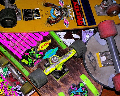 скейтбордове с различни цветове, спорт, скейтборд, HD тапет HD wallpaper