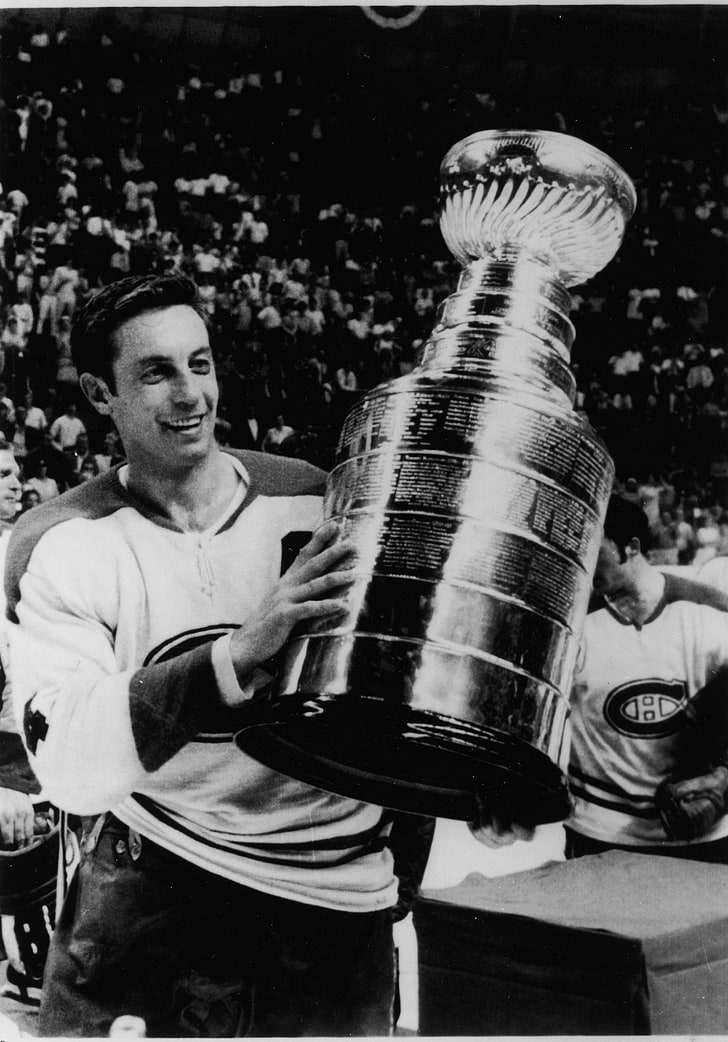 Jean Béliveau, Montreal Canadiens, Hockey legends, Stanley Cup, Hockey, monochrome, HD wallpaper