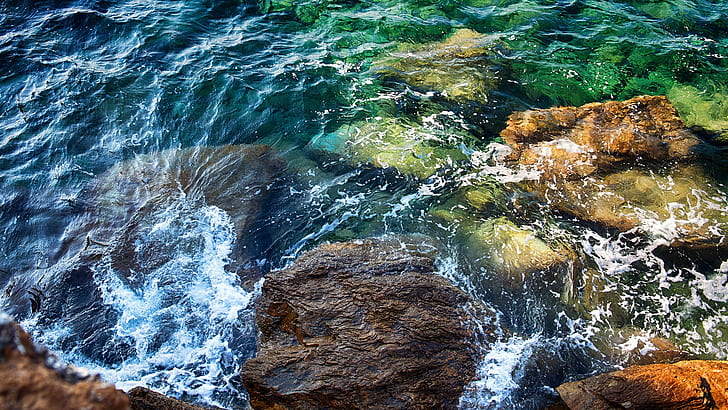 roccia, natura, acqua, Sfondo HD
