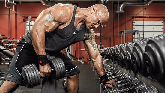 Maschine, Dwayne Johnson, der Rock, Training, Fitnessstudio, HD-Hintergrundbild HD wallpaper