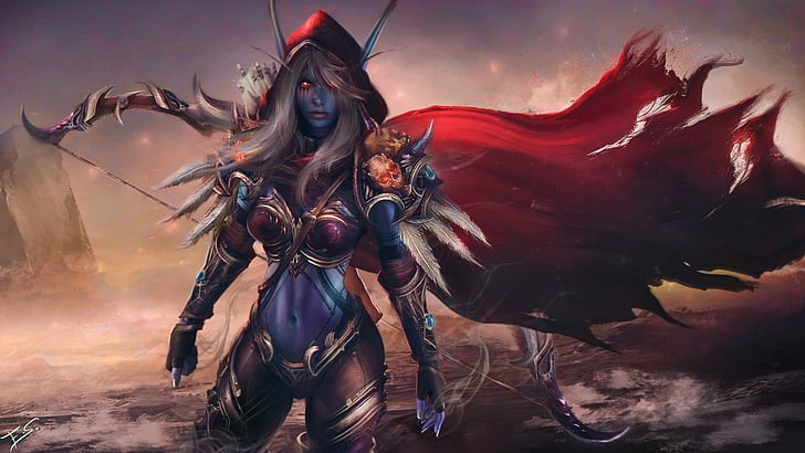 Warcraft, World Of Warcraft, Bow, Sylvanas Windrunner, Woman Warrior, HD wallpaper