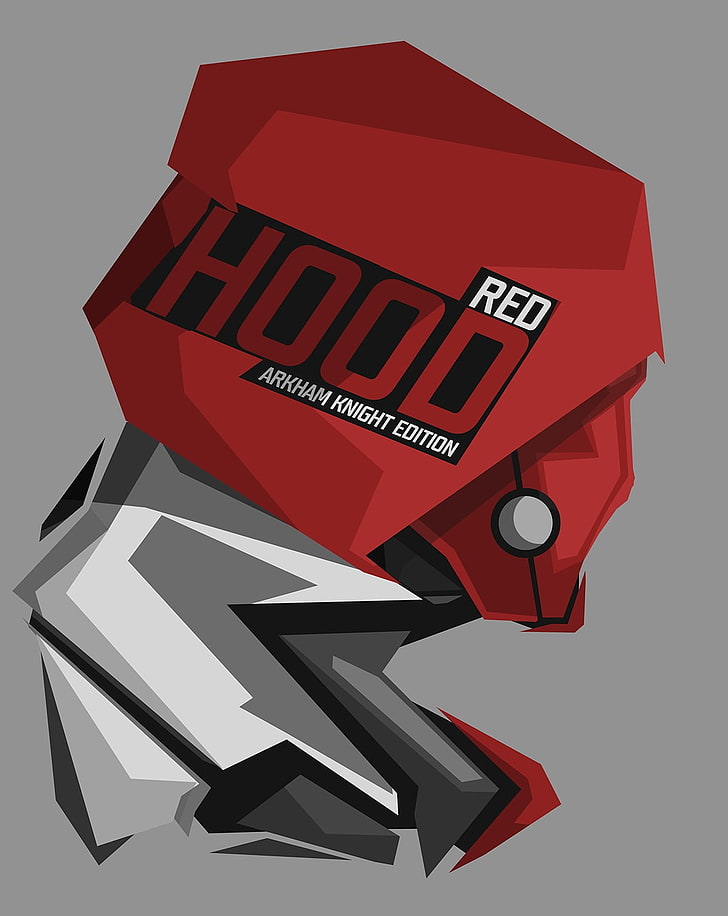 röd och grå Hood-logotyp, superhjälte, DC Comics, Red Hood, grå bakgrund, HD tapet, telefon tapet