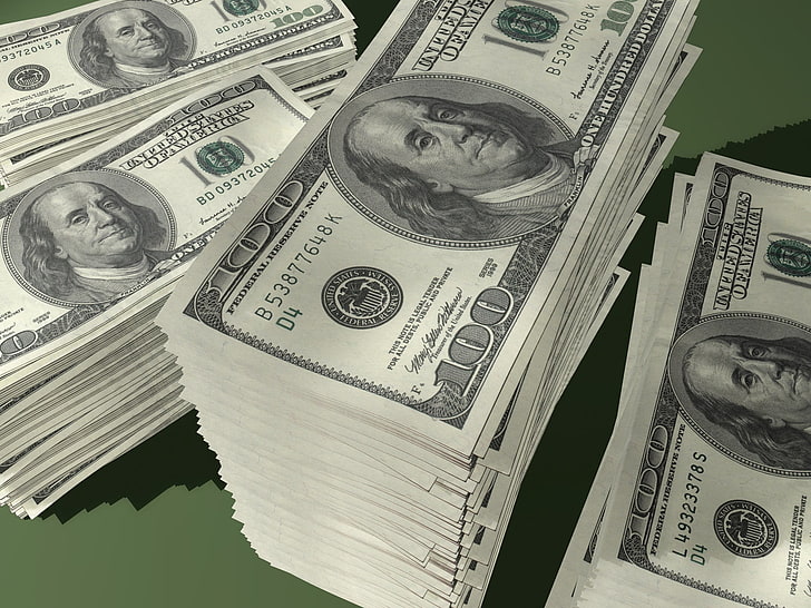 100 US-dollar sedlar, pengar, pack, stack, dollar, HD tapet
