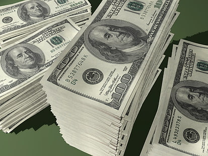 Uang kertas 100 dolar AS, uang, bungkus, tumpukan, dolar, Wallpaper HD HD wallpaper