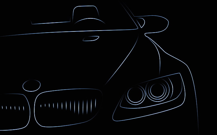 черно BMW автомобил векторно изкуство, машина, BMW, силует, кола, HD тапет