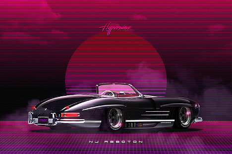  Roadster, Mercedes-Benz, Auto, Music, Machine, Style, Mercedes, 80s, Neon, Illustration, 300SL, Mercedes-Benz 300SL, 80's, Synth, Retrowave, Synthwave, New Retro Wave, Futuresynth, Sintav, Retrouve, Outrun, Hyperwave, Mercedes-Benz 300SL Roadster, NJ Reboton, HD wallpaper HD wallpaper