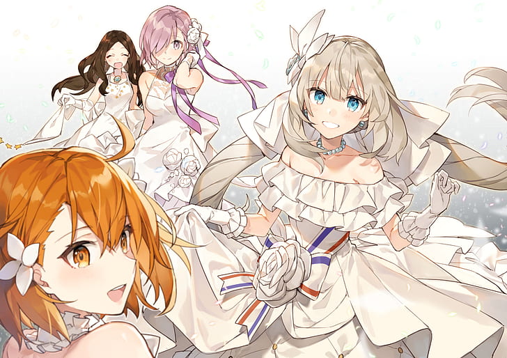 Anime, Anime Girls, blaue Augen, Kleid, offener Mund, HD-Hintergrundbild