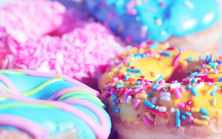 Delicious colorful donut food closeup, HD wallpaper