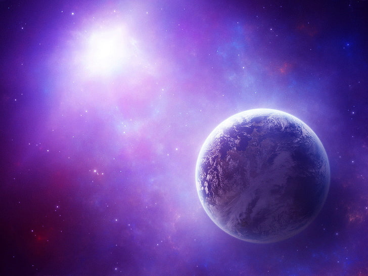 outer space illustration, space, lights, planet, HD wallpaper