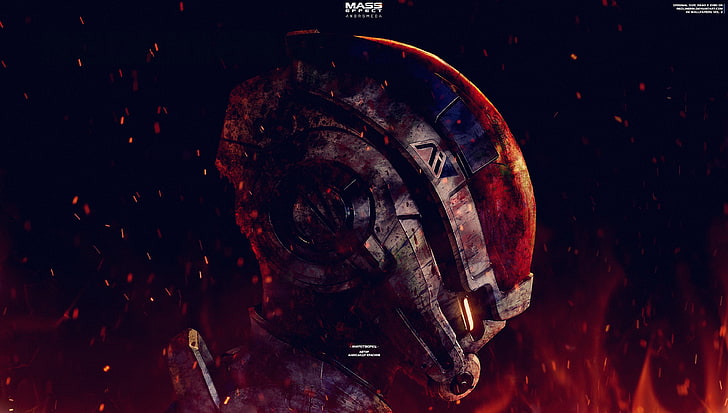 arte digital do capacete, Mass Effect, Mass Effect: Andromeda, Andromeda Initiative, HD papel de parede