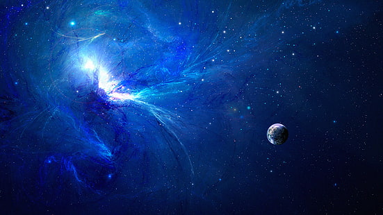 Sci Fi, อวกาศ, สีฟ้า, ดาวเคราะห์, วอลล์เปเปอร์ HD HD wallpaper
