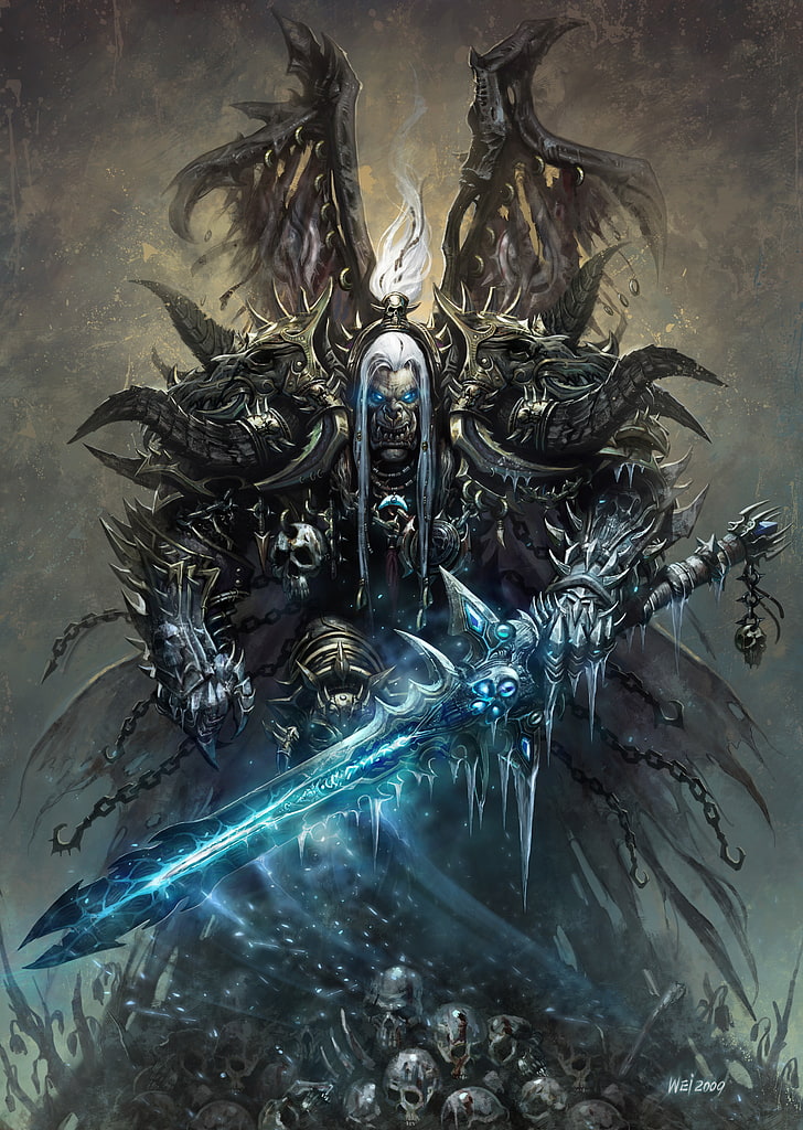 Рыцарь смерти, череп, орк, видеоигры, World of Warcraft, World of Warcraft: Гнев Короля-лича, HD обои, телефон обои