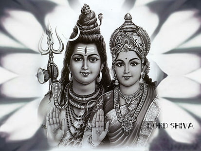 Махадев и Парвати, иллюстрация Кришны и Раддхи, Бог, Господь Шива, Шива, Господь, Парвати, HD обои HD wallpaper
