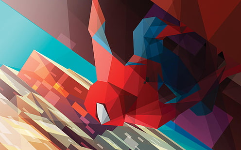 Spider-Man Polygon Art Marvel HD, cartone animato / fumetto, uomo, arte, meraviglia, ragno, poligono, Sfondo HD HD wallpaper
