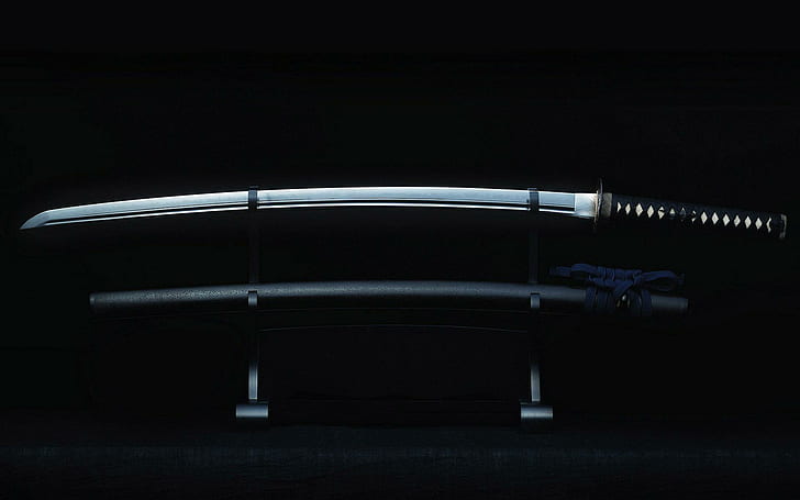 Katana, katana z czarnym uchwytem, ​​fotografia, 1920x1200, miecz, katana, Tapety HD