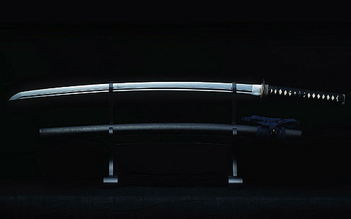 Katana, black handle katana, photography, 1920x1200, sword, katana, HD wallpaper HD wallpaper