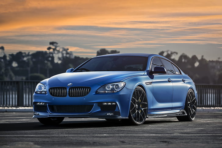 BMW, Blue, Matte, 640i, HD wallpaper