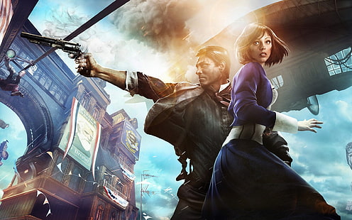 fantasy art, BioShock Infinite, Booker DeWitt, Elizabeth (BioShock), videogiochi, Sfondo HD HD wallpaper