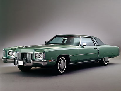 zielony sedan Mercedes-Benz, pojazd, Cadillac, samochód, stary samochód, lata 60., proste tło, Cadillac Fleetwood Eldorado, zielone samochody, amerykańskie samochody, Tapety HD HD wallpaper