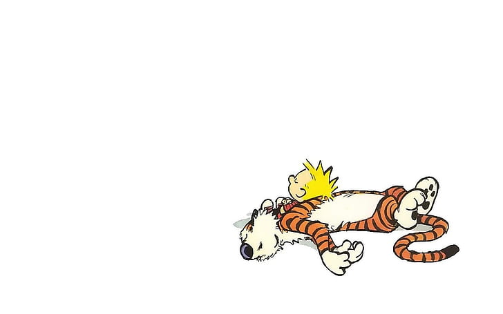 Calvin ve Hobbes Beyaz Uyku HD, çizgi film / çizgi roman, beyaz ve uyku, calvin, hobbes, HD masaüstü duvar kağıdı
