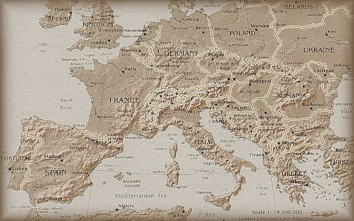 карта, европа, европейская карта, природа, HD обои