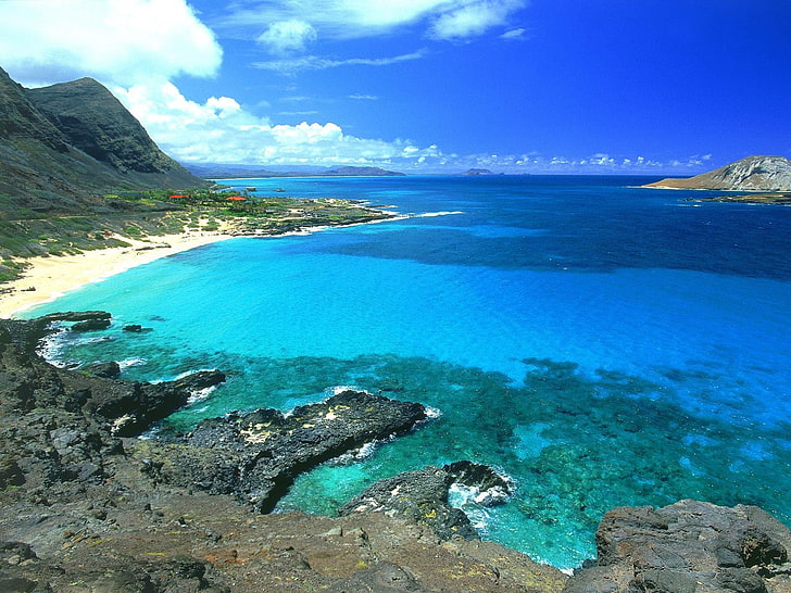 pantai, pulau, laut, pantai, Hawaii, Wallpaper HD