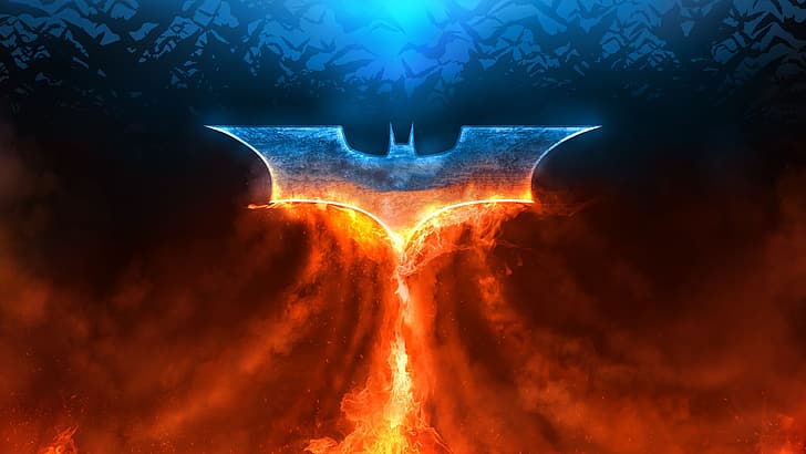 Бэтмен логотип, Готэм-сити, Бэтмен: Аркхэм-сити, огонь, вода, Пещера летучих мышей, HD обои