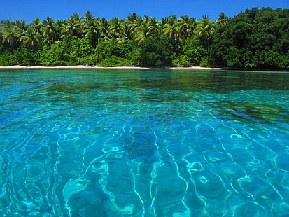 Blick zum Strand über die Lagune Marshallinseln, Inseln, tropisch, Lagune, Strand, Marshall, Sand, Ozean, Wüste, blau, Paradies, Urlaub, Islan, HD-Hintergrundbild HD wallpaper