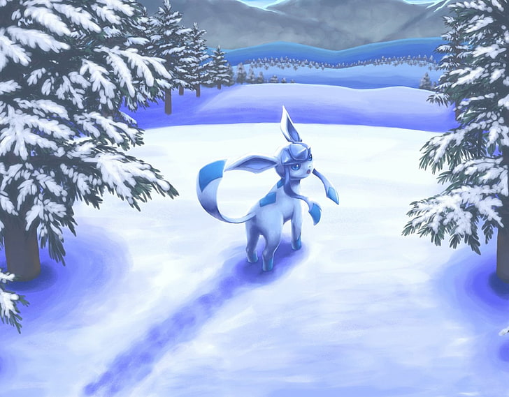 Pokemon Charakter Illustration, Pokémon, Eeveelutions, Glaceon (Pokémon), HD-Hintergrundbild