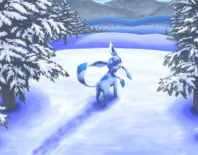 Ilustracja postaci Pokemona, Pokémon, Eeveelutions, Glaceon (Pokémon), Tapety HD HD wallpaper