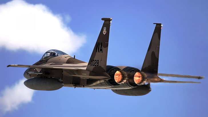 pesawat tempur abu-abu, angkatan udara, jet tempur, F15 Eagle, militer, Wallpaper HD