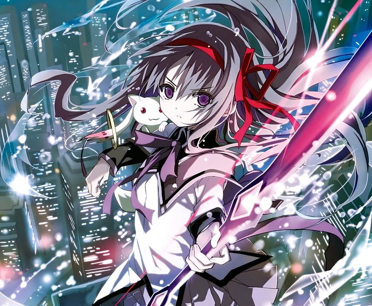 Anime, Puella Magi Madoka Magica, Homura Akemi, Kyubey (Puella Magi Madoka Magica), Wallpaper HD