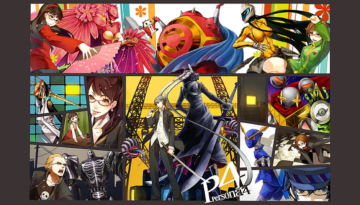 Persona series, Persona 4, Hanamura Yosuke, Narukami Yu, Amagi Yukiko, Satonaka Chie, Kujikawa Rise, Tatsumi Kanji, Shirogane Naoto, HD wallpaper