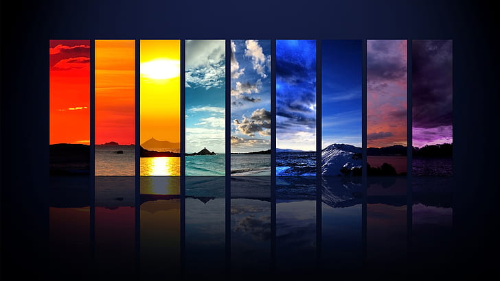 Spectrum of the Sky HDTV 1080p, 9-panel weather seasons artwork, hdtv, spectrum, HD wallpaper