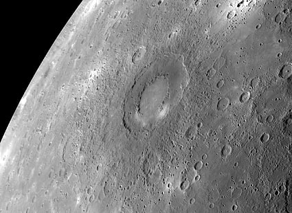ilustrasi bulan, caloris planitia, struktur kejut, merkuri, Wallpaper HD HD wallpaper
