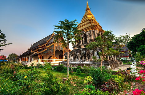 Tapınaklar, Wat Chiang Man, Chiang Mai, Tapınak, Tayland, HD masaüstü duvar kağıdı HD wallpaper