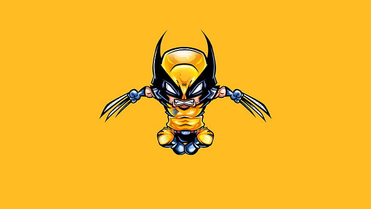 X-Men, Wolverine, Marvel Comics, Minimalist, Żółty, Tapety HD