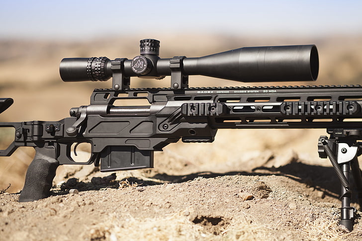 schwarzes Scharfschützengewehr, Waffen, Optik, Gewehr, Scharfschütze, Remington MSR, HD-Hintergrundbild