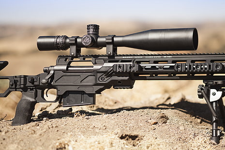 ปืนไรเฟิลสีดำ, อาวุธ, เลนส์, ปืนไรเฟิล, Sniper, Remington MSR, วอลล์เปเปอร์ HD HD wallpaper