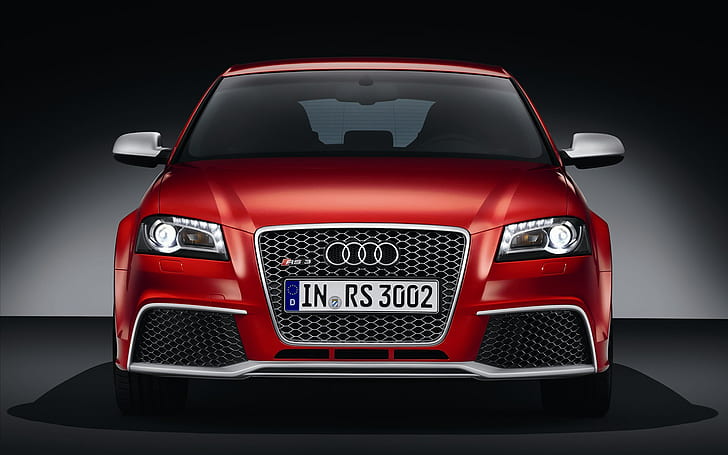 Audi RS3, Front View, Red Car, Automobile, audi rs3, front view, red car, automobile, HD wallpaper