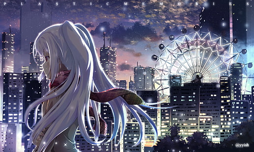 Plastische Erinnerungen, Anime, Tränen, Isla, weiße Haare, Anime Girls, HD-Hintergrundbild HD wallpaper