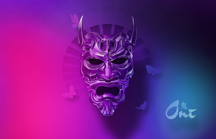 Oni Mask, máscara de diablo, 5K, Fondo de pantalla HD