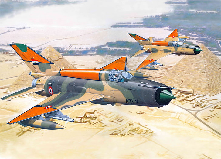 aviazione, aereo, caccia, Egitto, piramide, Mig, BBC, MiG-21, Sfondo HD