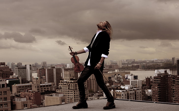 David Garrett Rock Symphonies, brown wooden violin, Music, , american, musician, classical, violinist, HD wallpaper