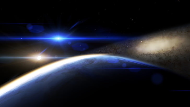 Erde, Universum, Sterne, Planet, Raum, Raumkunst, digitale Kunst, HD-Hintergrundbild