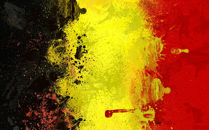 Belgium, flag, black, yellow, red, painting, HD wallpaper